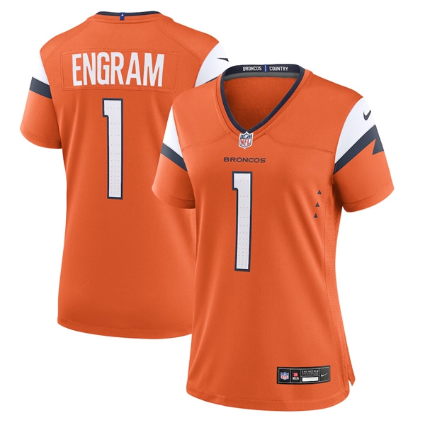Women's Denver Broncos #1 Evan Engram Orange 2025 Alternate Stitched Game Jersey(Run Small)
